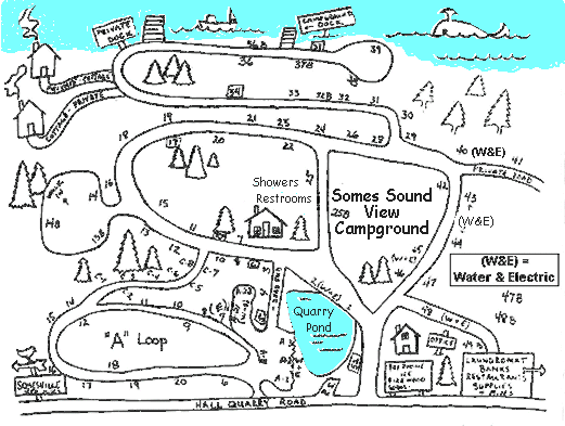 Somes Sound view Campground Site Map