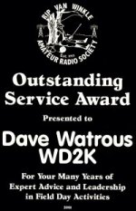 WD2K's Outstanding Service Plaque